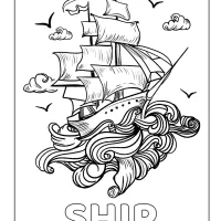 ship printable coloring pages pdf for kids
