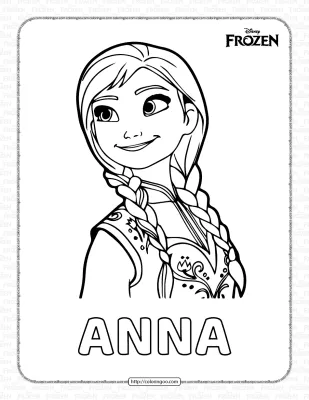 Frozen Anna Printable Coloring Pages for Kids
