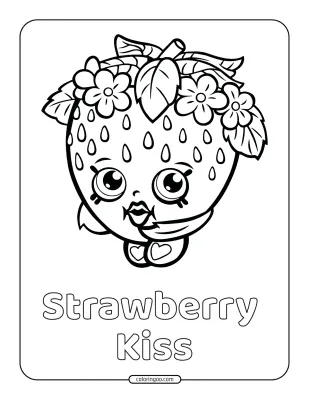 Printable Strawberry Kiss Shopkins PDF Coloring Pages