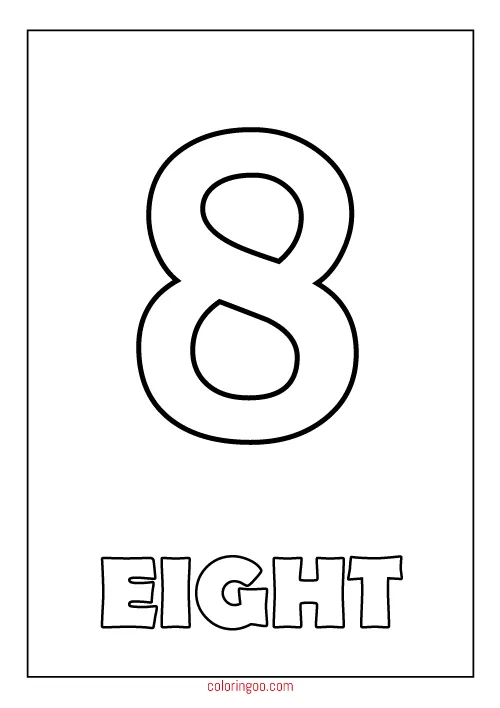 Printable Number 8 (Eight) Coloring Page (PDF) for Kids 1 eight number coloring page