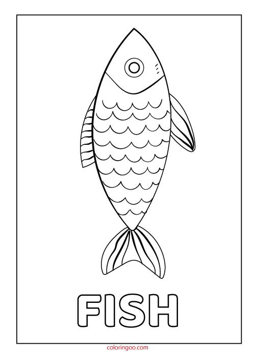 Printable Fish Coloring Page (PDF) for Kids 1 fish coloring pages