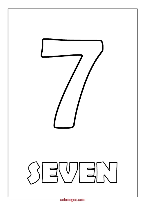 Printable Number 7 (Seven) Coloring Page (PDF) for Kids 1 seven number coloring page