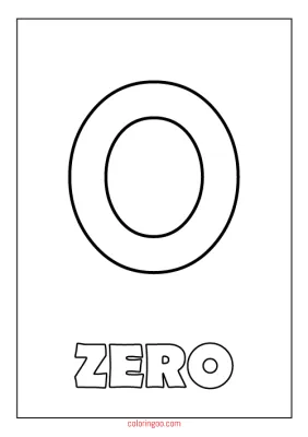 Printable Number Zero Coloring Page (PDF) for Kids