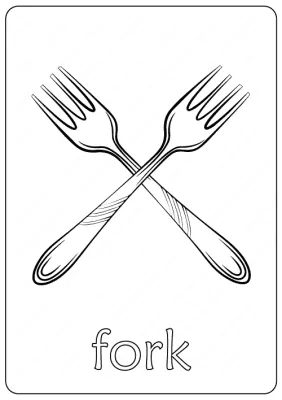 Printable Fork Coloring Page – Book PDF