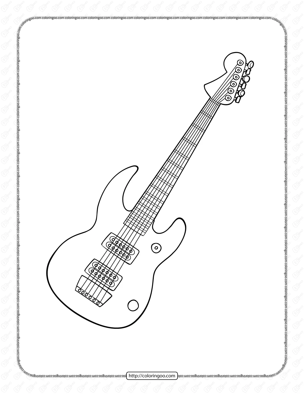 Printable Guitar Coloring Page Book PDF 1 printable guitar coloring page book pdf