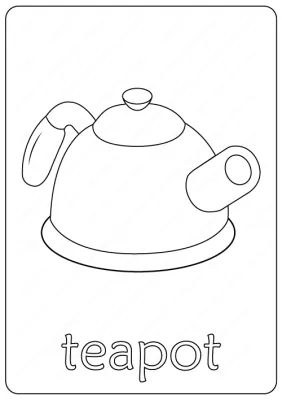 Printable Teapot Coloring Page – Book PDF