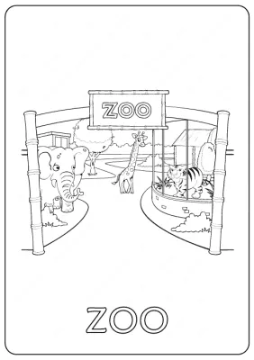 Printable Zoo Coloring Page – Book PDF