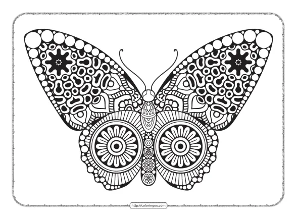 decorative butterfly mandala coloring page