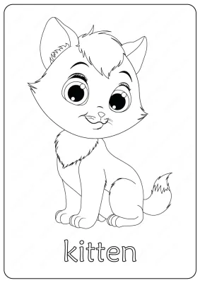 Printable Funny Fluffy Kitten Coloring Pages