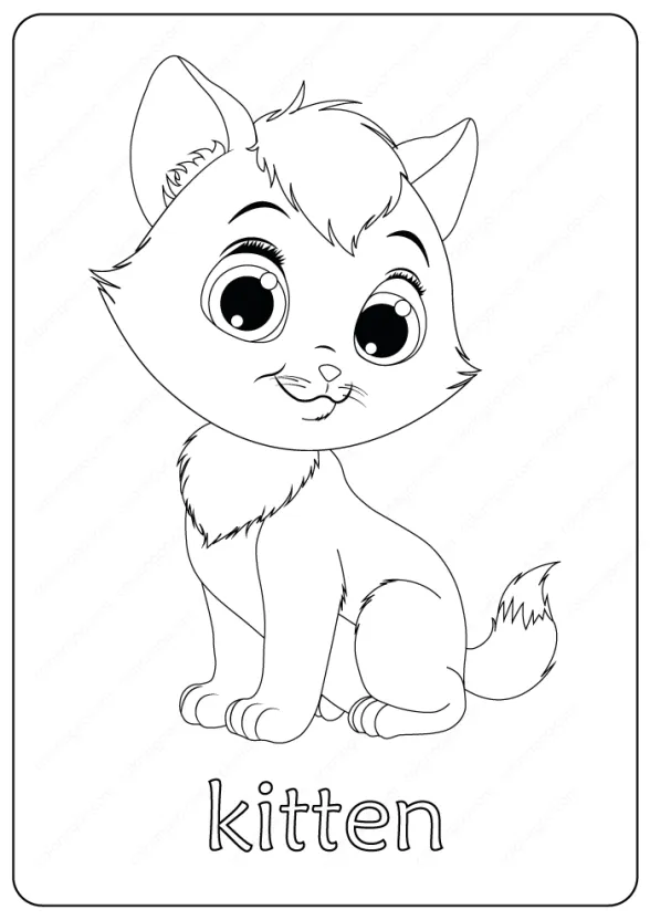 Printable Funny Fluffy Kitten Coloring Pages 1 kitten coloring pages