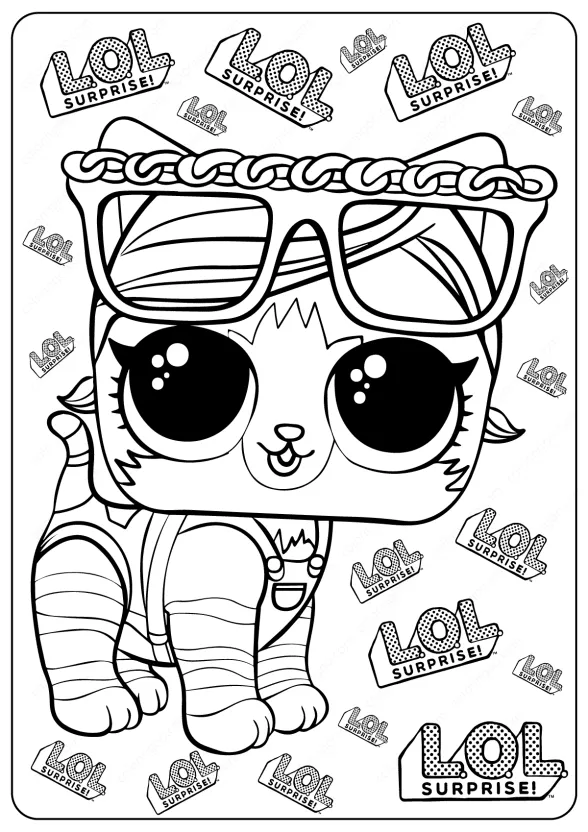 Printable LOL Surprise Shorty Kitty Coloring Pages 1 lol surprise shorty kitty coloring page