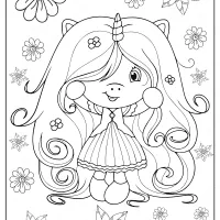 long haired unicorn girl coloring pages