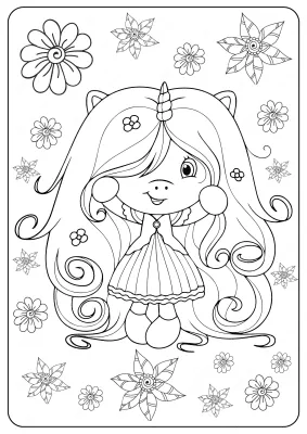 Printable Long Haired Unicorn Girl Coloring Pages