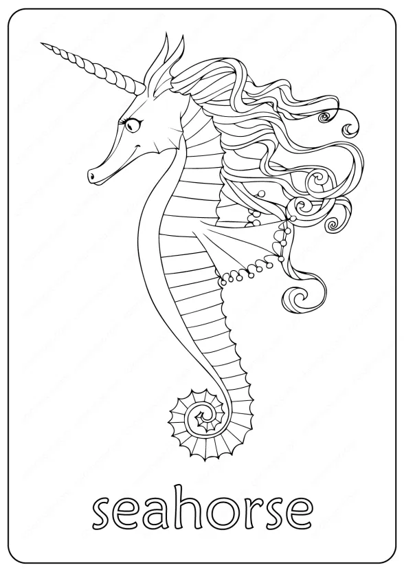 Printable Cute Seahorse Coloring Pages 1 seahorse coloring pages