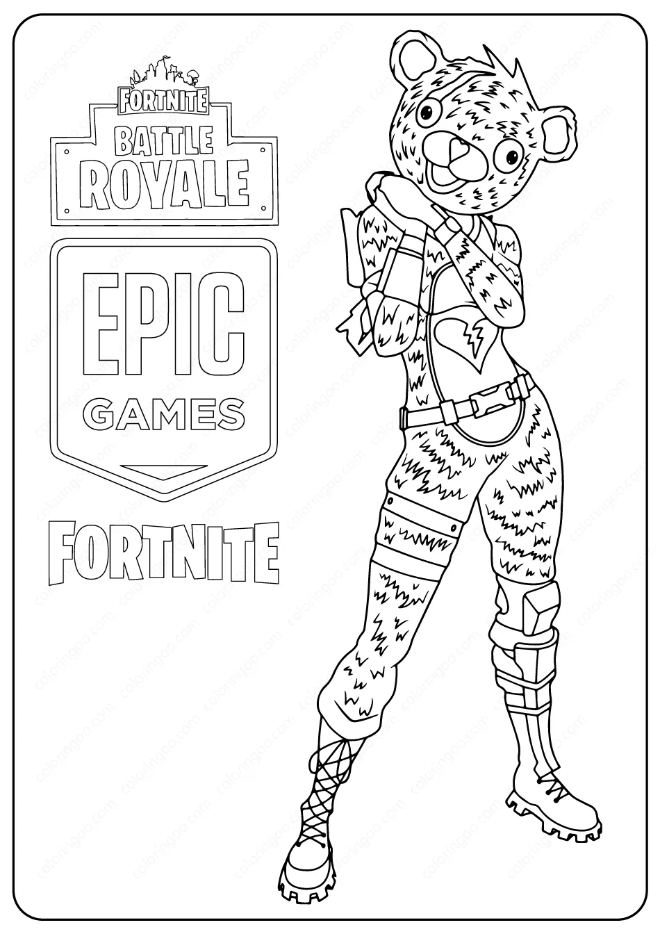 Free Printable Fortnite Bear Skin Coloring Page 2 printable fortnite bear skin coloring page