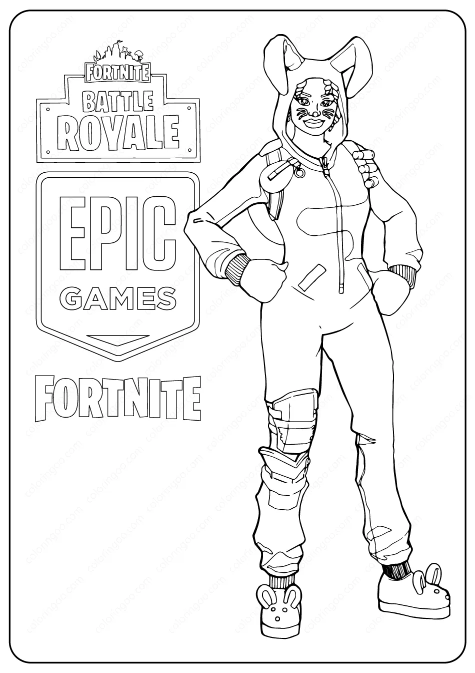 Free Printable Fortnite Bunny Brawler Skin Coloring Pages 2 printable fortnite bunny brawler skin coloring page