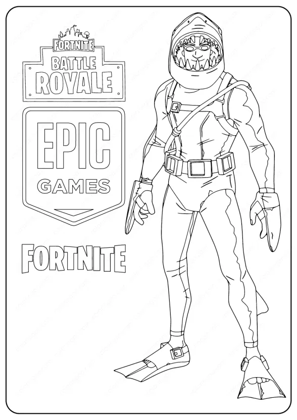Free Printable Fortnite Chomp Senior Skin Coloring Pages 1 printable fortnite chomp senior skin coloring page