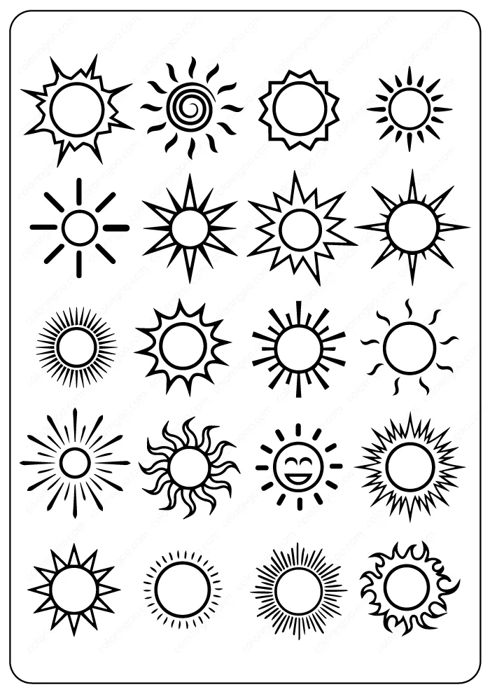 sun outline coloring pages
