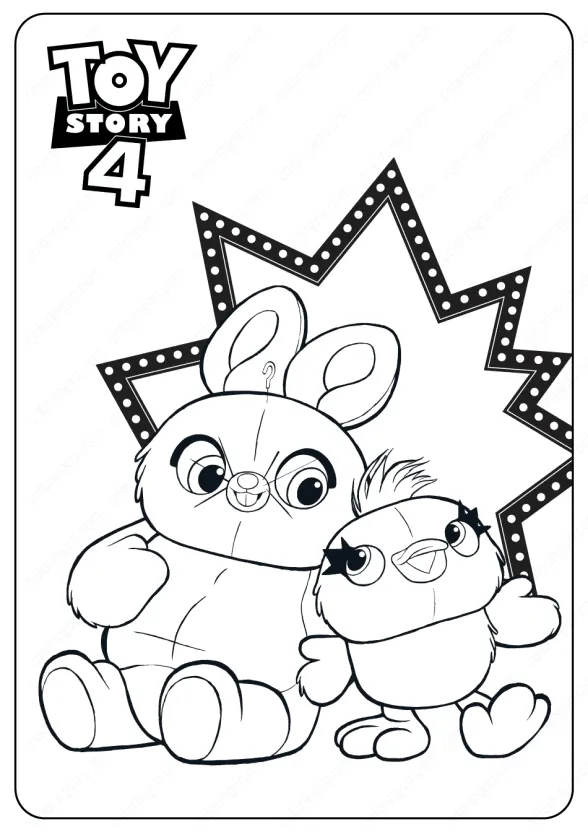 Toy Story 4 Ducky and Bunny PDF Coloring Pages 1 toy story 4 ducky and bunny coloring pages 08