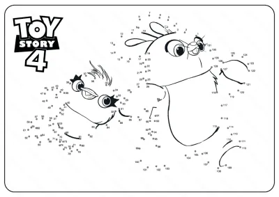 Toy Story Ducky and Bunny Dot to Dot Coloring Pages