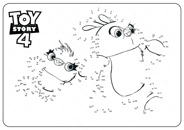 Toy Story Ducky and Bunny Dot to Dot Coloring Pages 1 toy story 4 ducky and bunny dot to dot coloring pages