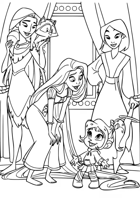 Vanellope and Disney Princess Coloring Pages 1 Vanellope and Disney Princess Coloring Pages e1580587422404
