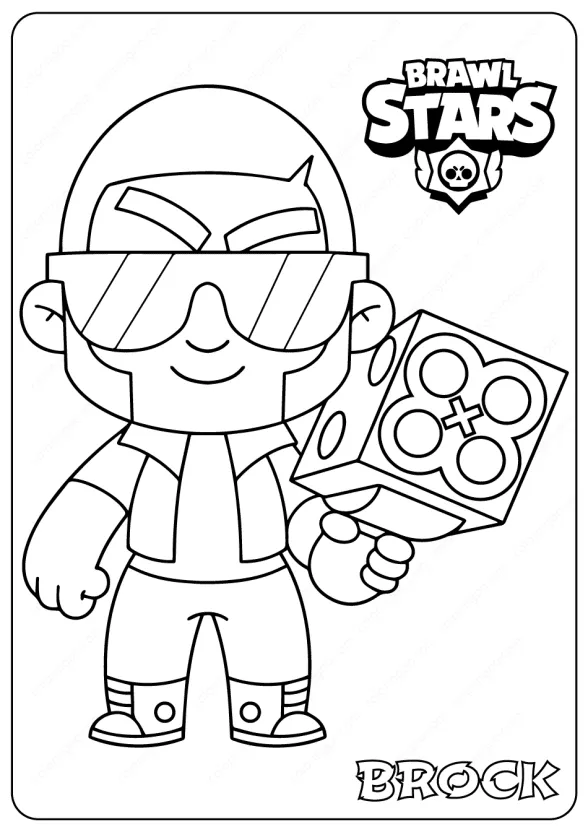 Printable Brawl Stars (Brock) PDF Coloring Pages 1 brawl stars brock printable coloring pages