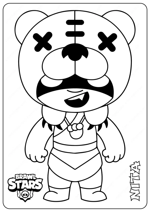 Printable Brawl Stars (Nita) PDF Coloring Pages 1 brawl stars nita printable coloring pages