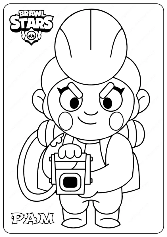 Printable Brawl Stars (Pam) PDF Coloring Pages 1 brawl stars pam printable coloring pages