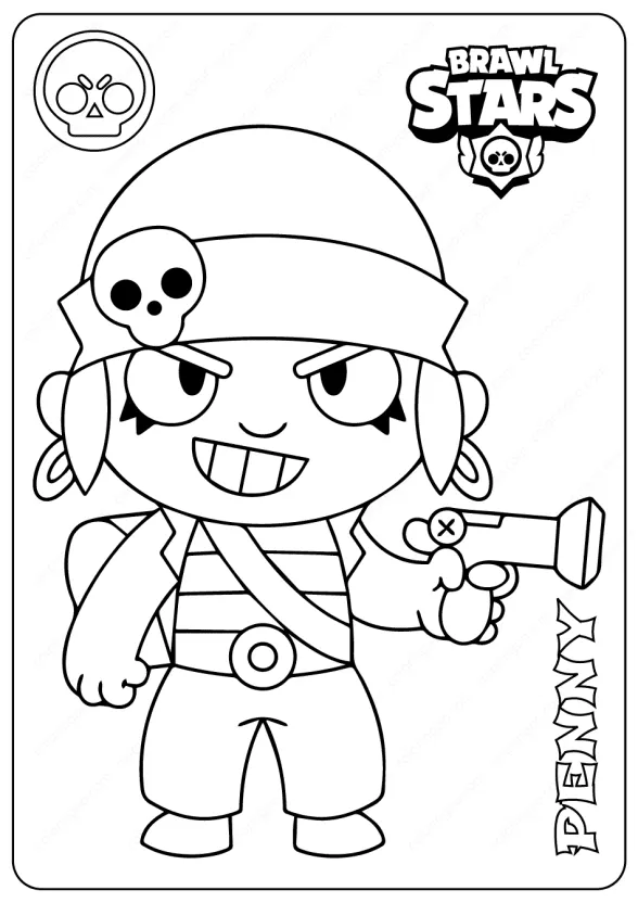 Printable Brawl Stars (Penny) PDF Coloring Pages 1 brawl stars penny printable coloring pages