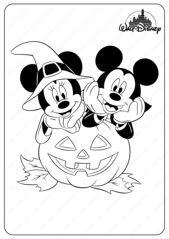 disney minnie and mickey halloween coloring pages 1