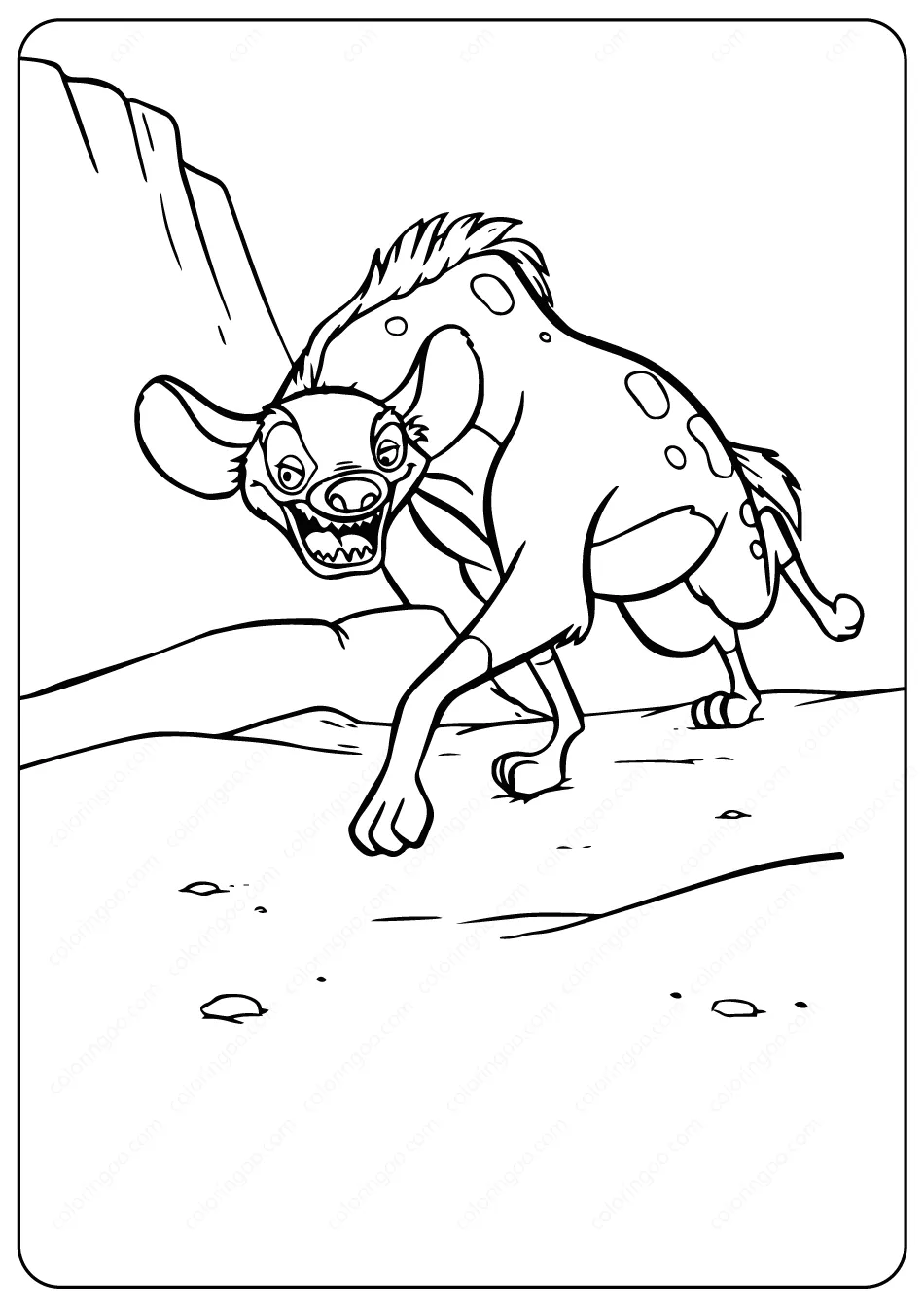 Printable Animals Hyena PDF Coloring Pages 1 printable animals hyena pdf coloring pages
