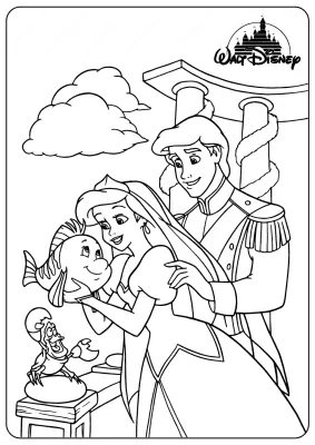 Printable Ariel and Prince Eric Coloring Pages