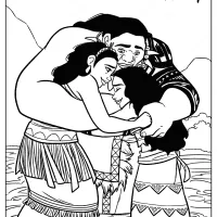 printable disney moana and her family coloring pages