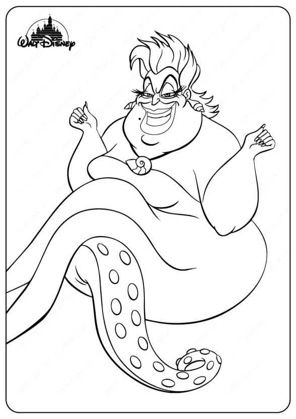 Printable Disney Sea Witch Ursula Coloring Pages 1 printable disney sea witch ursula coloring pages