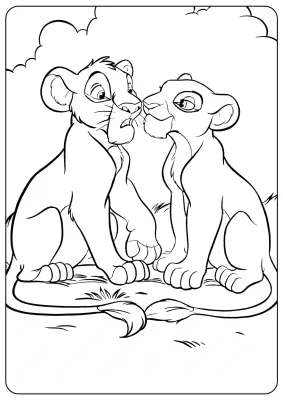 The Lion King Young Simba and Nala Coloring Pages