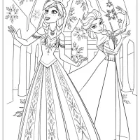 Disney Frozen Anna and Elsa Coloring Page