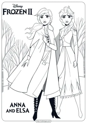 Disney Frozen Anna and Elsa Coloring Pages