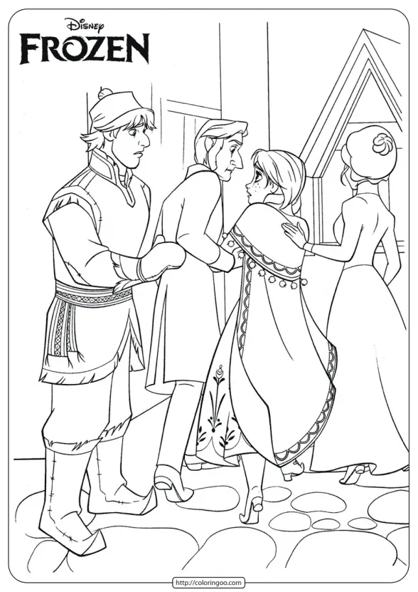 disney frozen anna kristoff coloring page