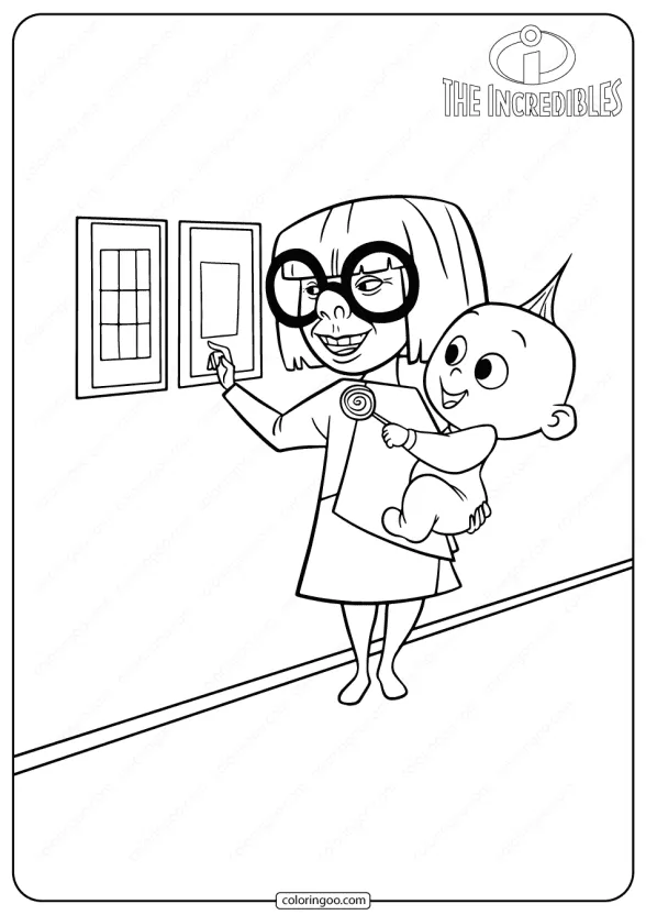edna mode and jack jack coloring pages