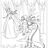 Printable Frozen Elsa and Anna Coloring Page