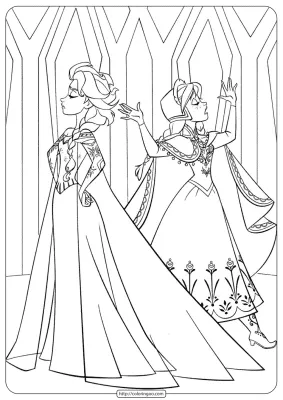 Frozen Anna and Elsa Coloring Sheet