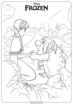 Frozen Anna and Troll Coloring Pages
