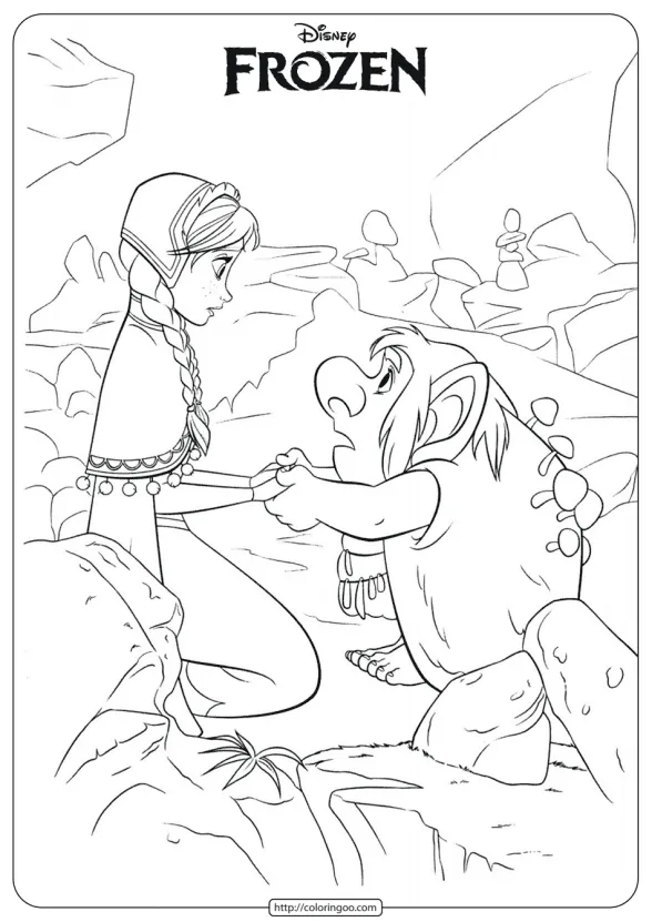 Frozen Anna and Troll Coloring Pages 1 frozen anna and troll coloring pages