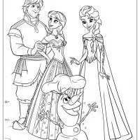frozen anna elsa kristoff and olaf coloring page
