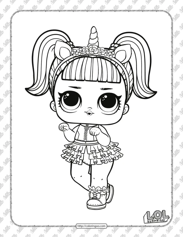 LOL Surprise Unicorn Coloring Page 1 lol surprise unicorn coloring page