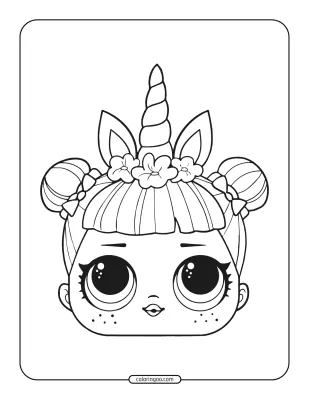 LOL Surprise Unicorn Mask Coloring Page