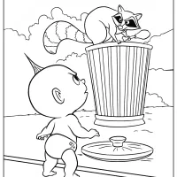 the incredibles jack jack and racoon coloring pages