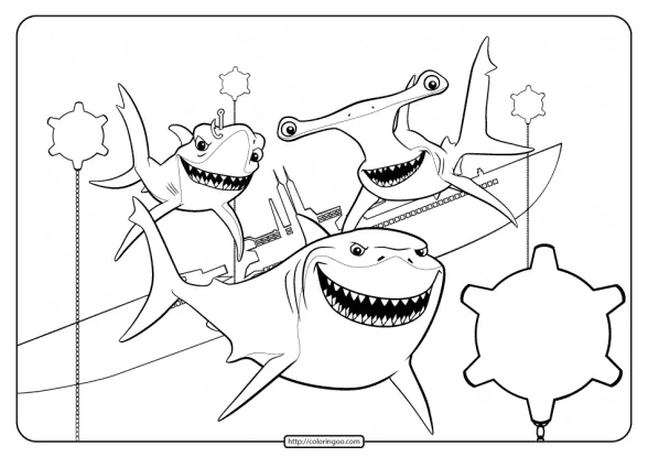 Printable Finding Nemo Shark Coloring Page