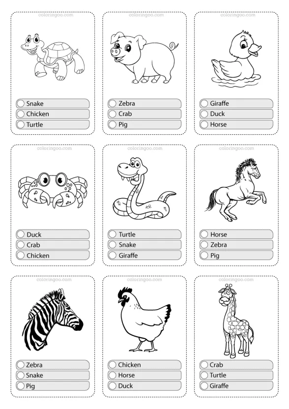 Printable Animals Multiple Choice PDF Flashcards-04 1 animals flashcard 04
